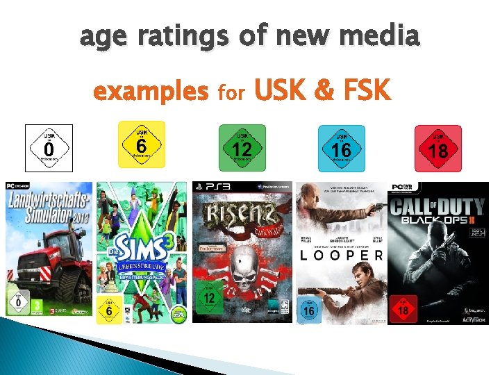 age ratings of new media examples for USK & FSK 