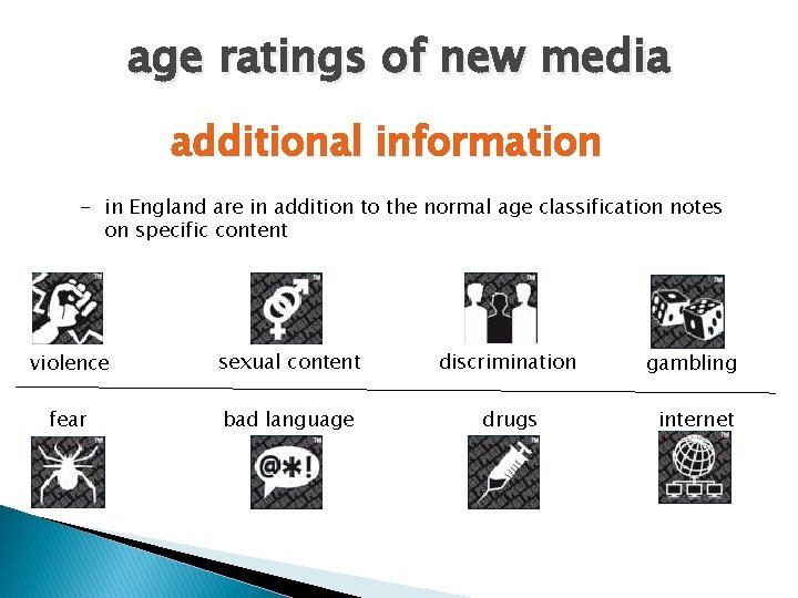 age ratings of new media additional information - in England are in addition to