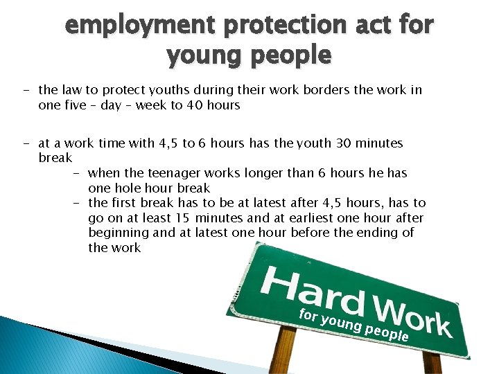 employment protection act for young people - the law to protect youths during their