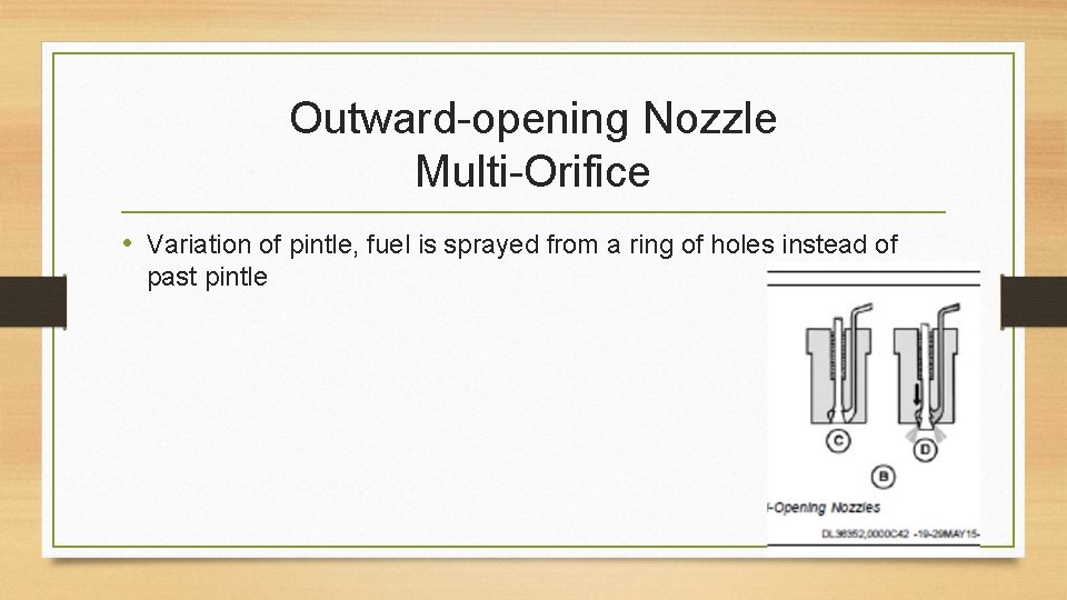 Outward-opening Nozzle Multi-Orifice • Variation of pintle, fuel is sprayed from a ring of