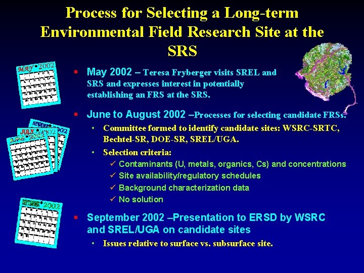 Process for Selecting a Long-term Environmental Field Research Site at the SRS § May
