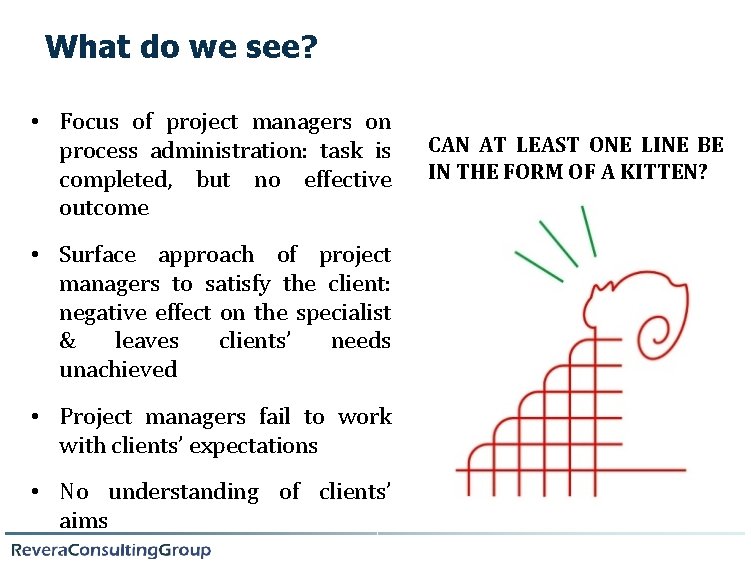 What do we see? • Focus of project managers on process administration: task is