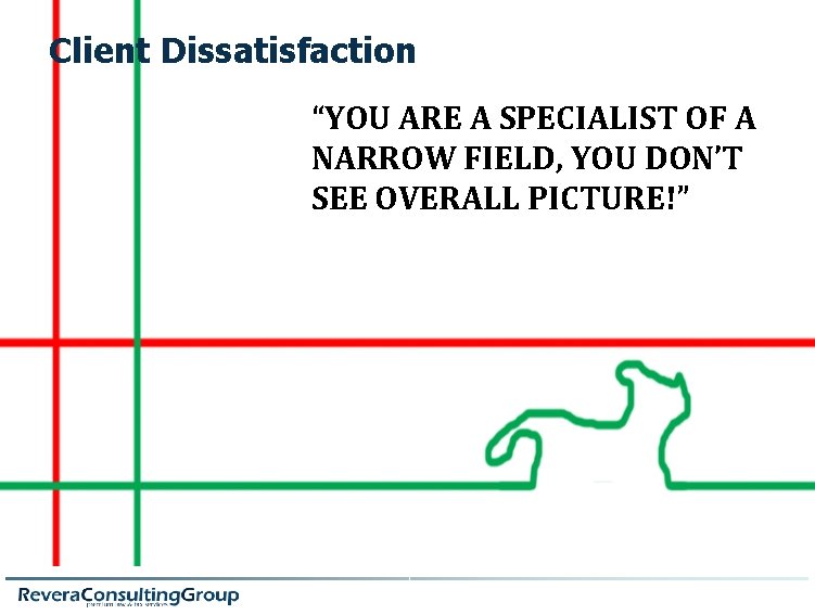 Client Dissatisfaction “YOU ARE A SPECIALIST OF A NARROW FIELD, YOU DON’T SEE OVERALL
