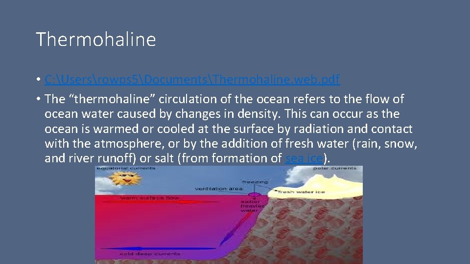 Thermohaline • C: Usersrowps 5DocumentsThermohaline. web. pdf • The “thermohaline” circulation of the ocean