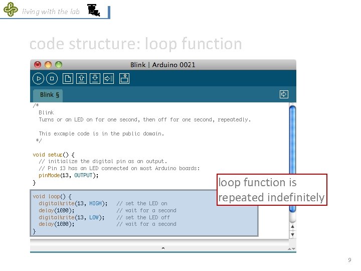 living with the lab code structure: loop function is repeated indefinitely 9 