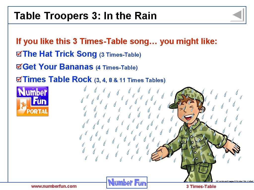 Table Troopers 3: In the Rain If you like this 3 Times-Table song… you