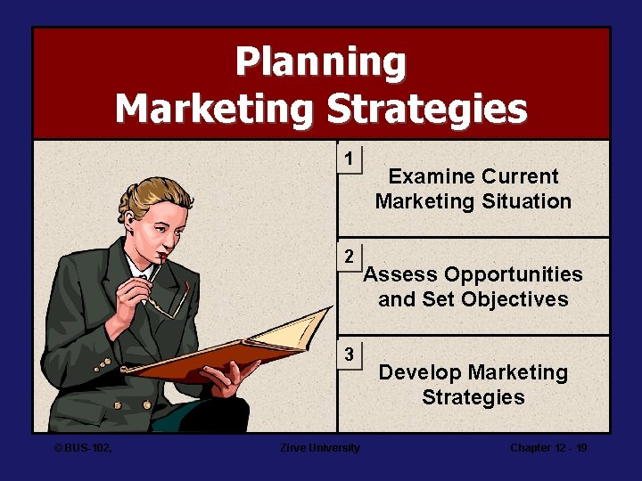 Planning Marketing Strategies 1 2 3 © BUS-102, Zirve University Examine Current Marketing Situation