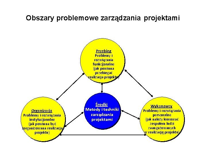 Obszary problemowe zarządzania projektami Przebieg Problemy i rozwiązania funkcjonalne (jak powinna przebiegać realizacja projektu)