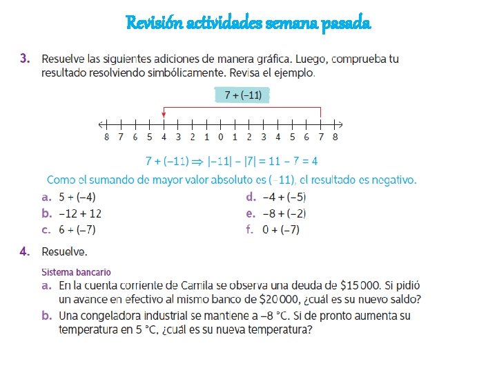 Revisión actividades semana pasada 