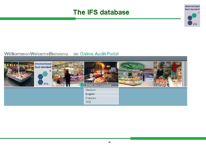 The IFS database 16 