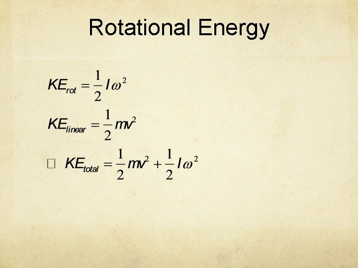 Rotational Energy 