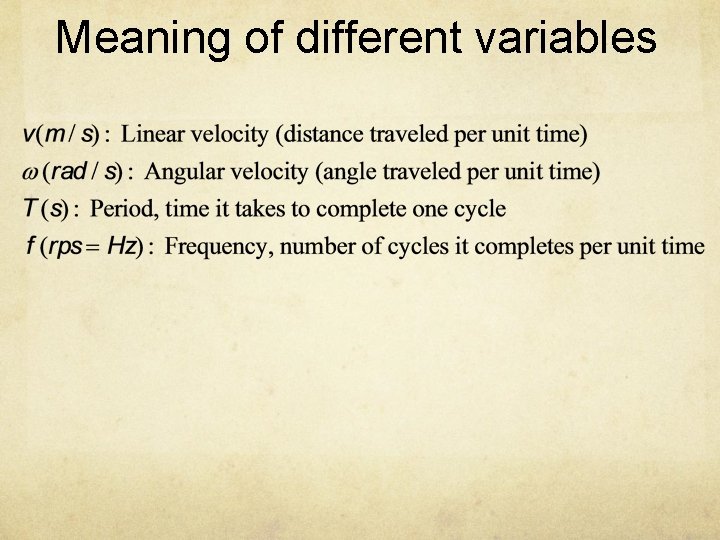 Meaning of different variables 