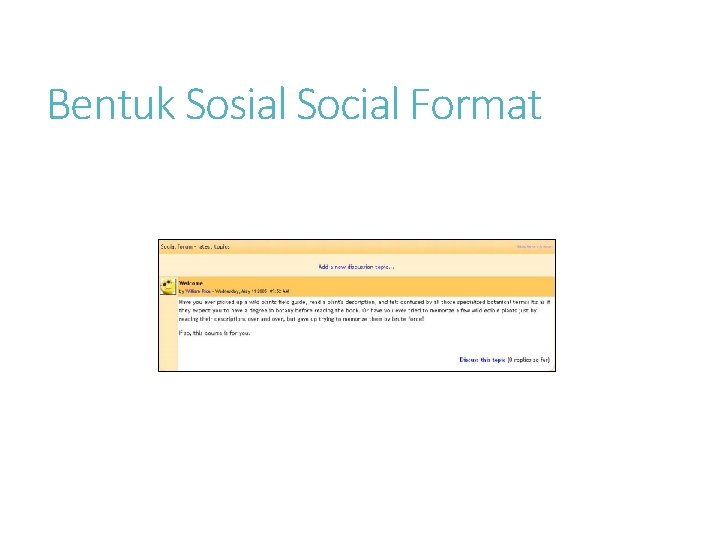 Bentuk Sosial Social Format 