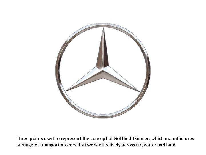 Three points used to represent the concept of Gottfied Daimler, which manufactures a range