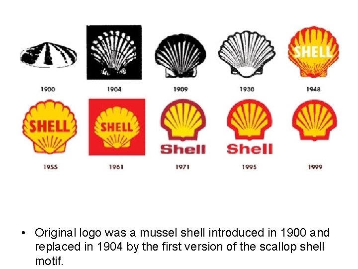  • Original logo was a mussel shell introduced in 1900 and replaced in