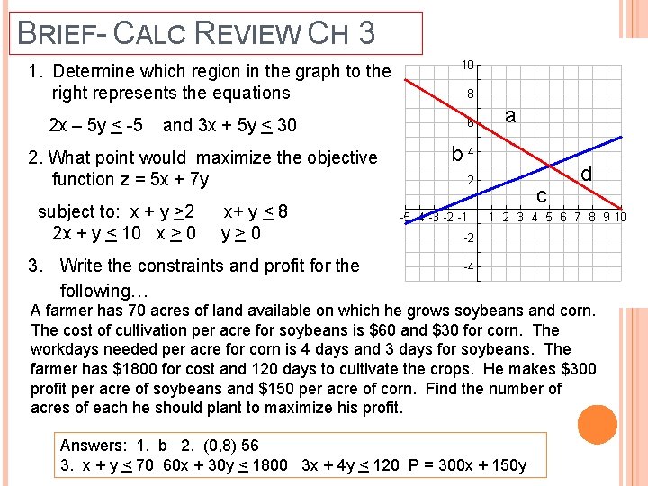 BRIEF- CALC REVIEW CH 3 1. Determine which region in the graph to the
