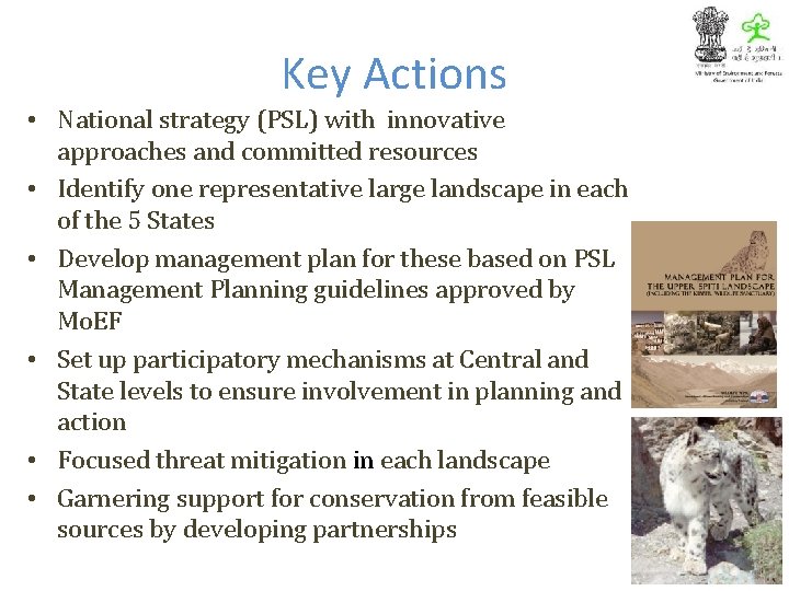 Key Actions • National strategy (PSL) with innovative approaches and committed resources • Identify