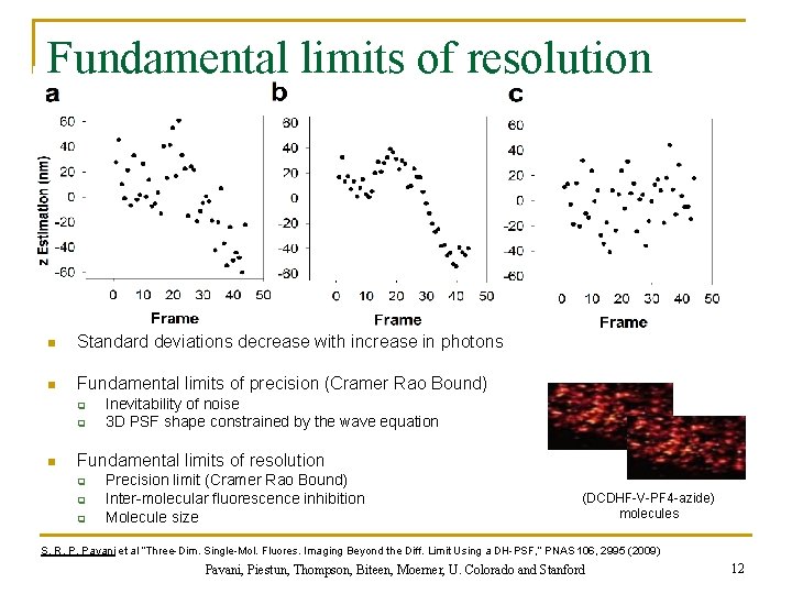 Fundamental limits of resolution n Standard deviations decrease with increase in photons n Fundamental