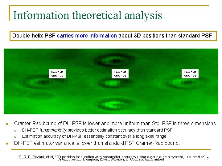 Information theoretical analysis Double-helix PSF carries more information about 3 D positions than standard