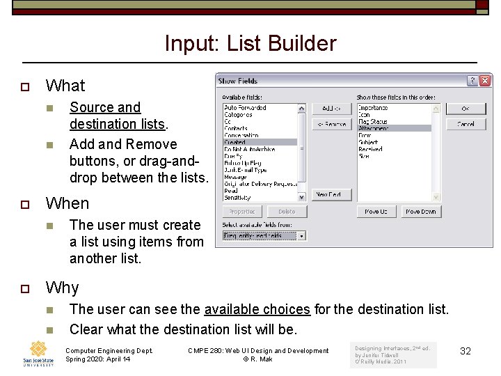 Input: List Builder o What n n o When n o Source and destination