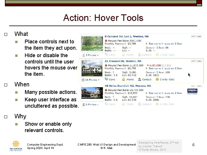Action: Hover Tools o What n n o When n n o Place controls