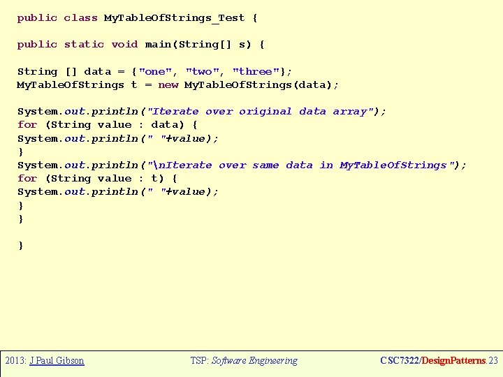 public class My. Table. Of. Strings_Test { public static void main(String[] s) { String