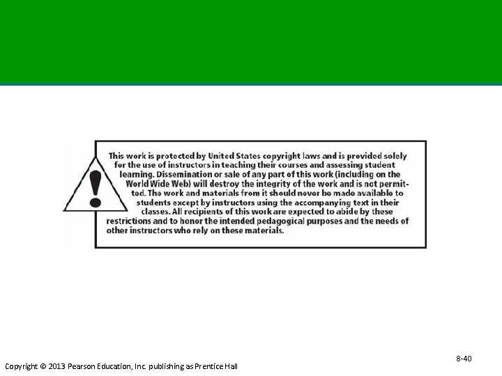 Copyright © 2013 Pearson Education, Inc. publishing as Prentice Hall 8 -40 40 