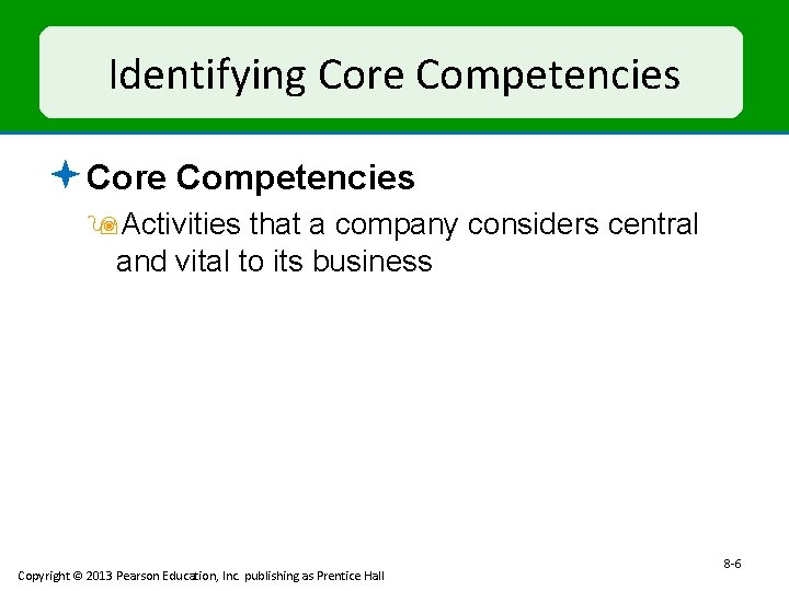 Identifying Core Competencies ª Core Competencies 9 Activities that a company considers central and