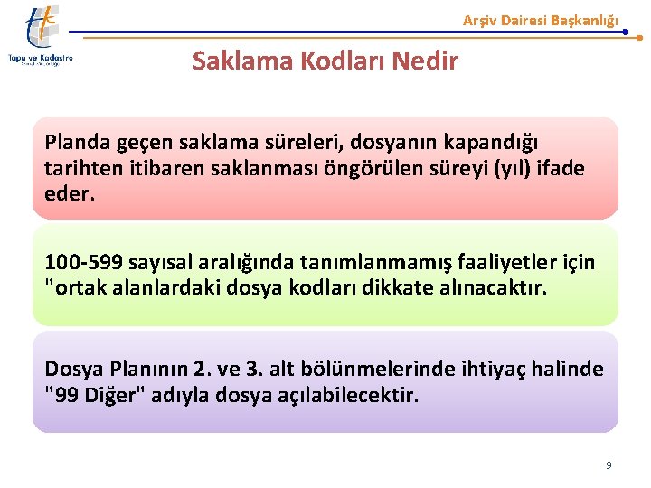 Arşiv Dairesi Başkanlığı Saklama Kodları Nedir Planda geçen saklama süreleri, dosyanın kapandığı tarihten itibaren