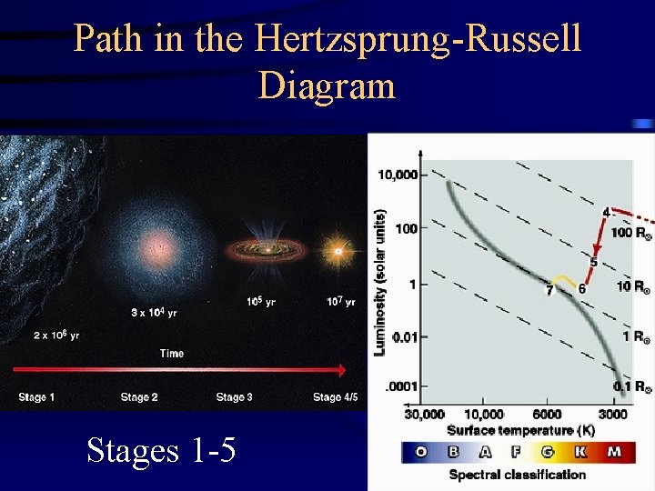 Path in the Hertzsprung-Russell Diagram Stages 1 -5 