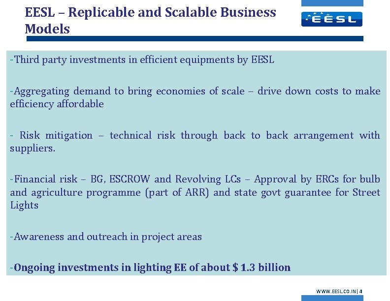 EESL – Replicable and Scalable Business Models -Third party investments in efficient equipments by