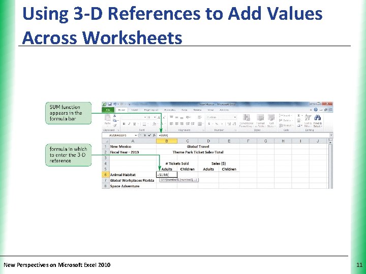 Using 3 -D References to Add Values Across Worksheets New Perspectives on Microsoft Excel Using 3 -D References to Add Values Across Worksheets New Perspectives on Microsoft Excel
