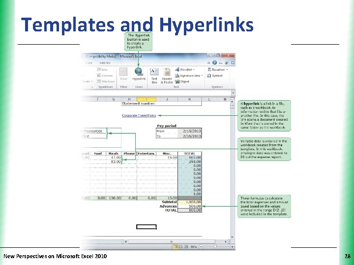 Templates and Hyperlinks New Perspectives on Microsoft Excel 2010 XP 28 Templates and Hyperlinks New Perspectives on Microsoft Excel 2010 XP 28