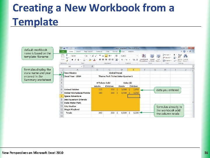 Creating a New Workbook from a Template New Perspectives on Microsoft Excel 2010 XP Creating a New Workbook from a Template New Perspectives on Microsoft Excel 2010 XP