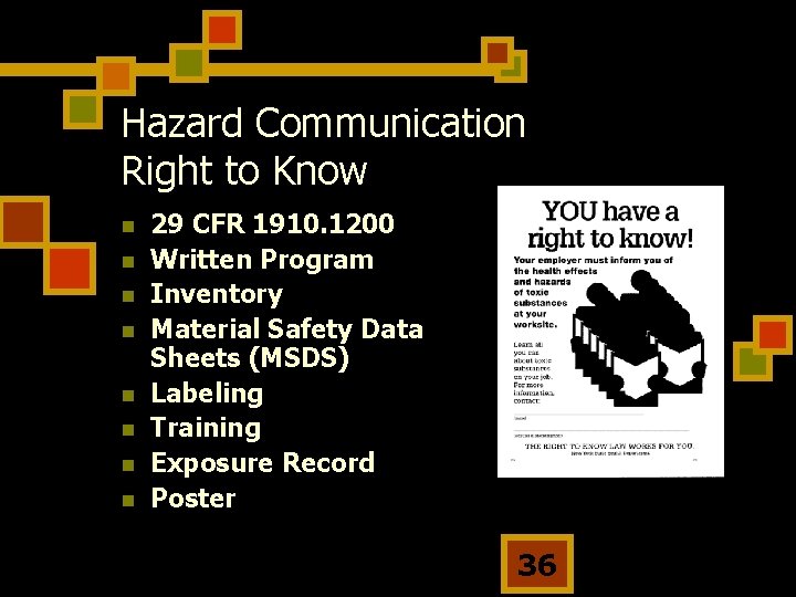 Hazard Communication Right to Know n n n n 29 CFR 1910. 1200 Written