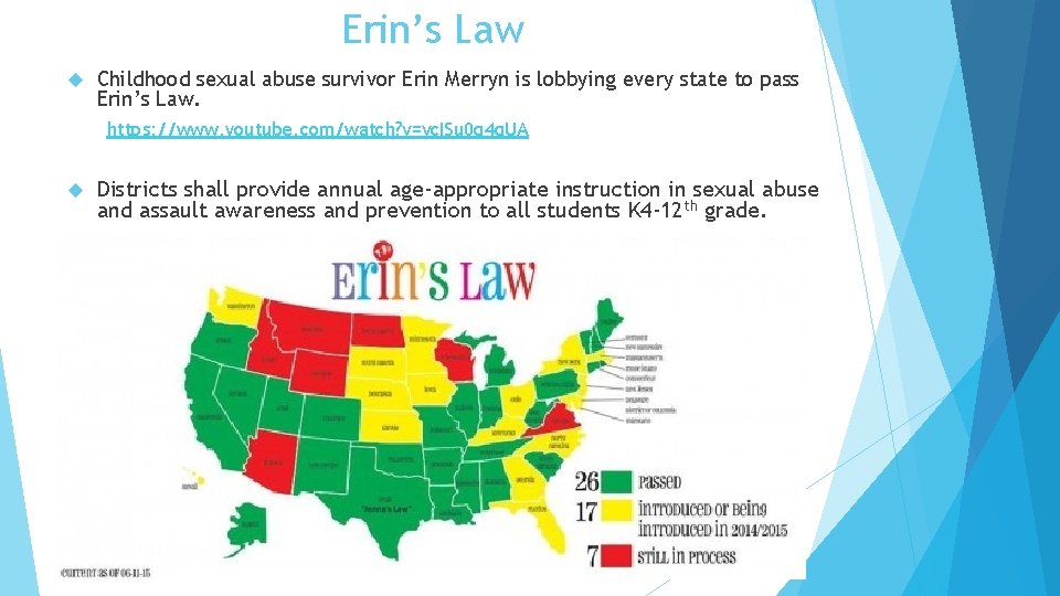 Erin’s Law Childhood sexual abuse survivor Erin Merryn is lobbying every state to pass