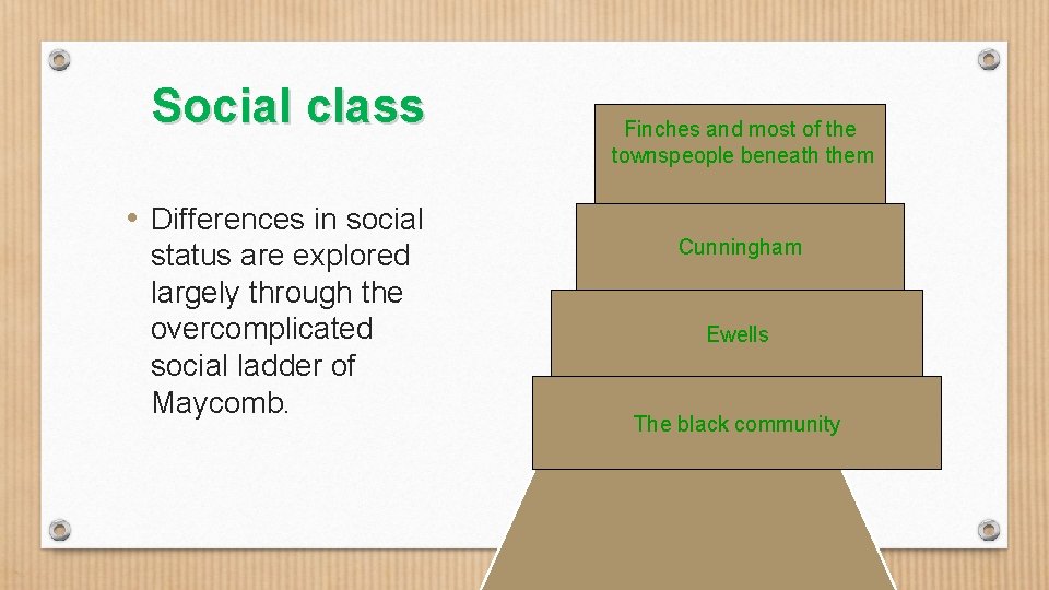 Social class • Differences in social status are explored largely through the overcomplicated social