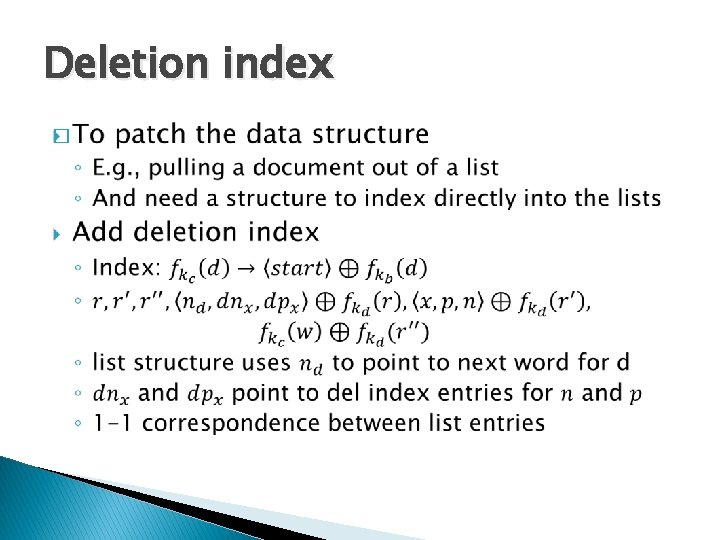 Deletion index � 