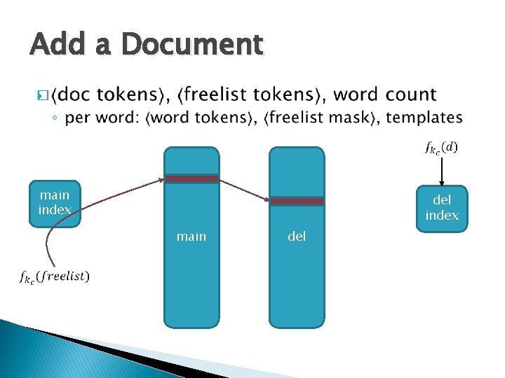 Add a Document � main index del index main del 