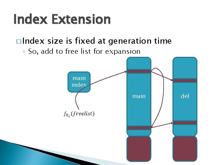 Index Extension � Index size is fixed at generation time ◦ So, add to