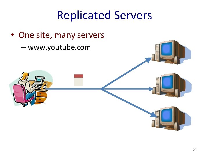 Replicated Servers • One site, many servers – www. youtube. com 24 