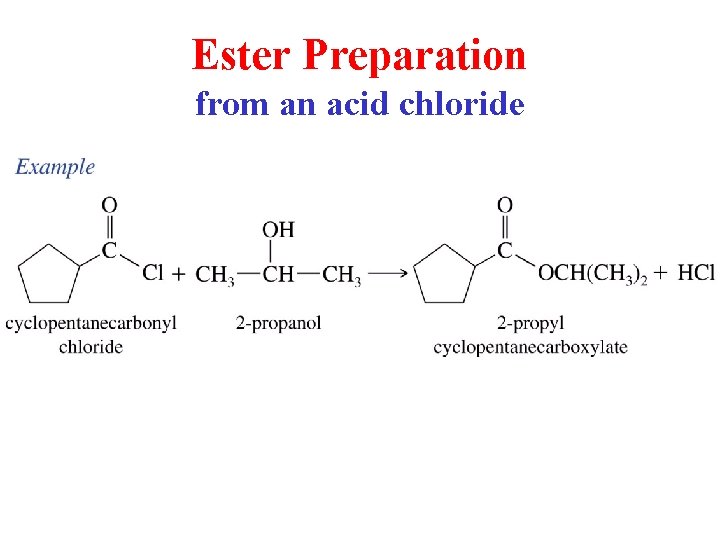 Ester Preparation from an acid chloride 