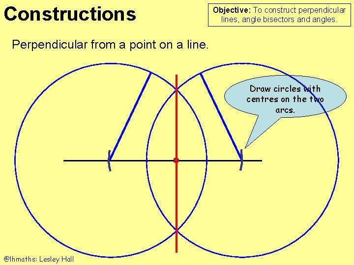 Constructions Objective: To construct perpendicular lines, angle bisectors and angles. Perpendicular from a point