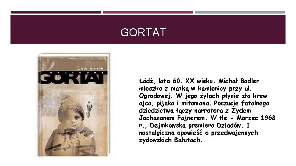 GORTAT Łódź, lata 60. XX wieku. Michał Bodler mieszka z matką w kamienicy przy