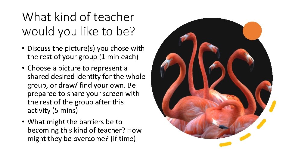 What kind of teacher would you like to be? • Discuss the picture(s) you