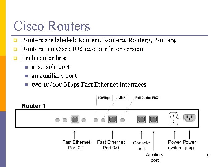 Cisco Routers p p p Routers are labeled: Router 1, Router 2, Router 3,