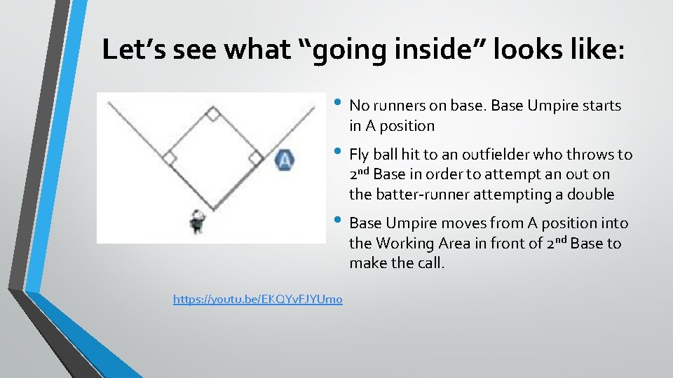 Let’s see what “going inside” looks like: • No runners on base. Base Umpire