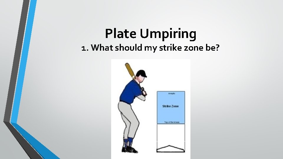 Plate Umpiring 1. What should my strike zone be? 