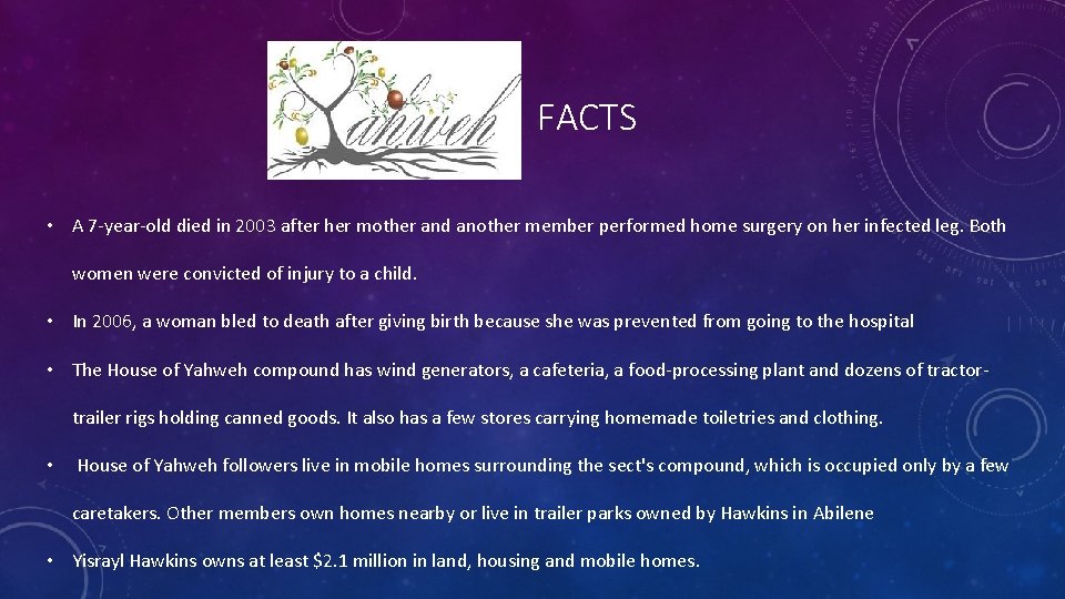 FACTS • A 7 -year-old died in 2003 after her mother and another member FACTS • A 7 -year-old died in 2003 after her mother and another member