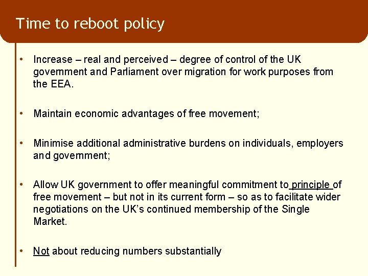 Time to reboot policy • Increase – real and perceived – degree of control